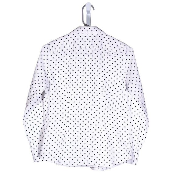 Chaps Ralph Lauren Women's Shirt Button Up White Polka Dot Preppy Blouse Top PS - Picture 2 of 8
